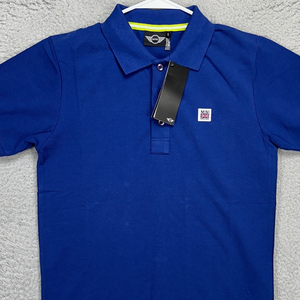 Mini Cooper Adult Mens‎ Polo Shirt Small Blue Casual Short Sleeve Logo Rugby NEW